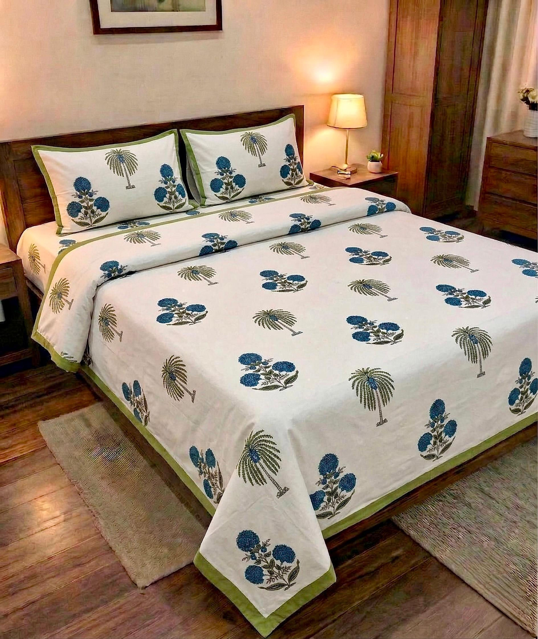 Premium Hand Look King Size Bedsheet with 2 Reversible Pillow Cover