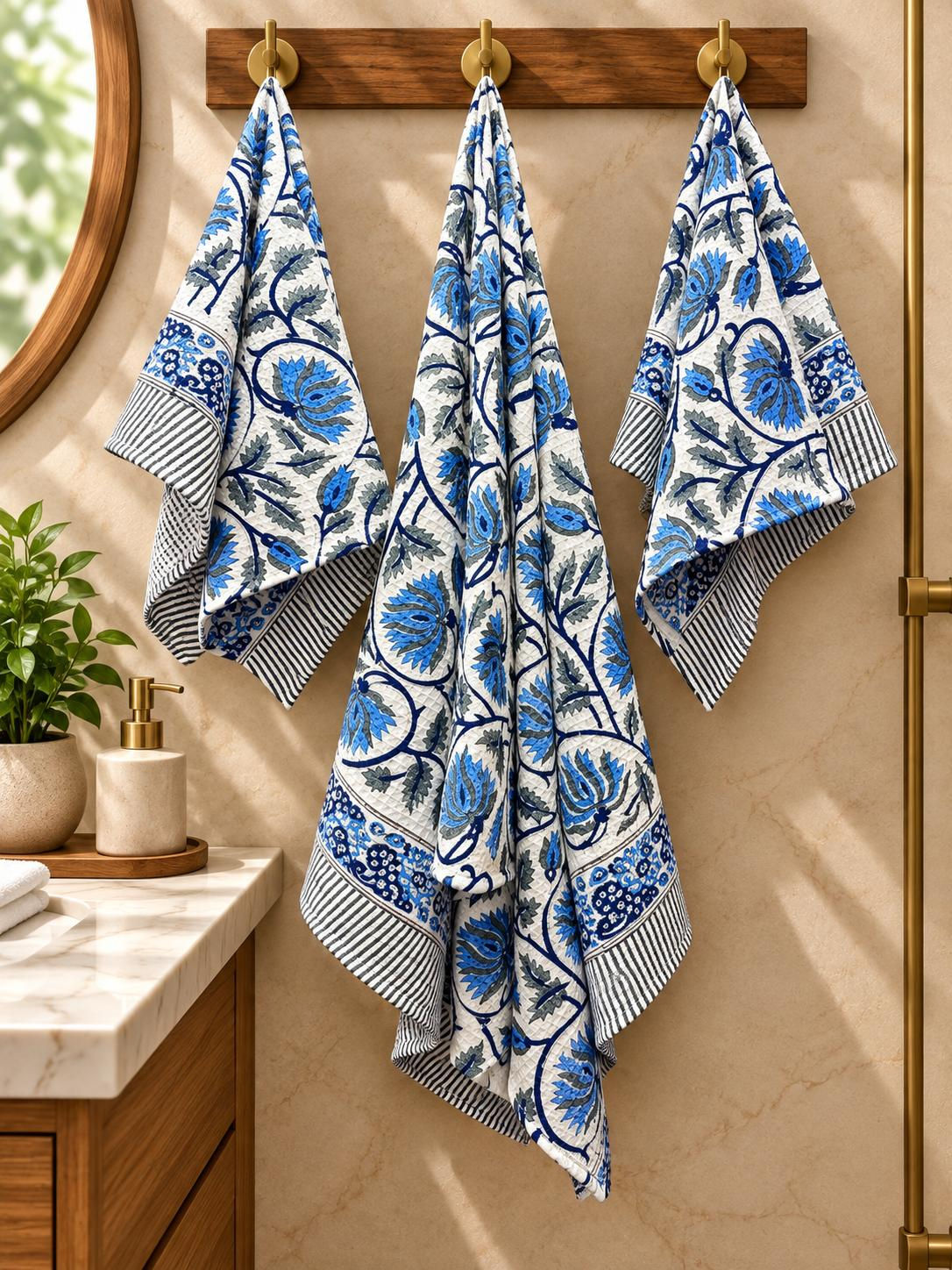 HAND BLOCK COLLECTION PREMIUM 1 BATH TOWELS + 2 HAND TOWELS