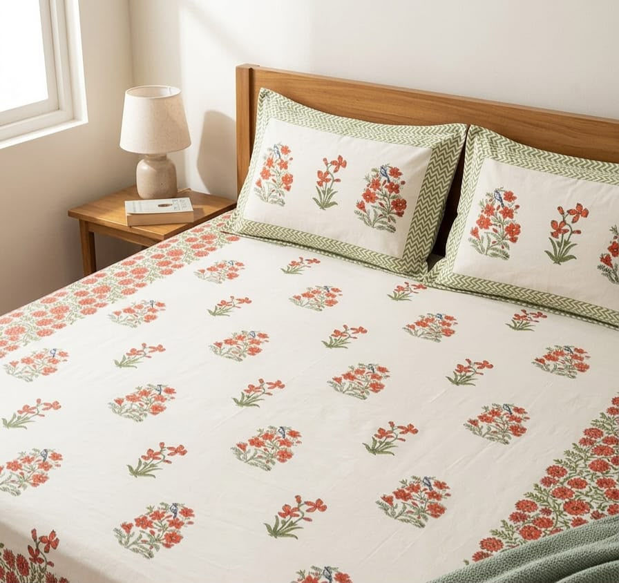 Premium Quality Hand Block Printed double Bedsheet