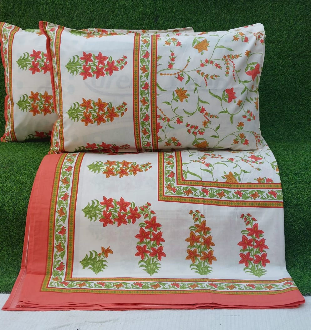 Merrygold- Premium Double Bed Bedsheet with 2 Zipped Pillow Covers