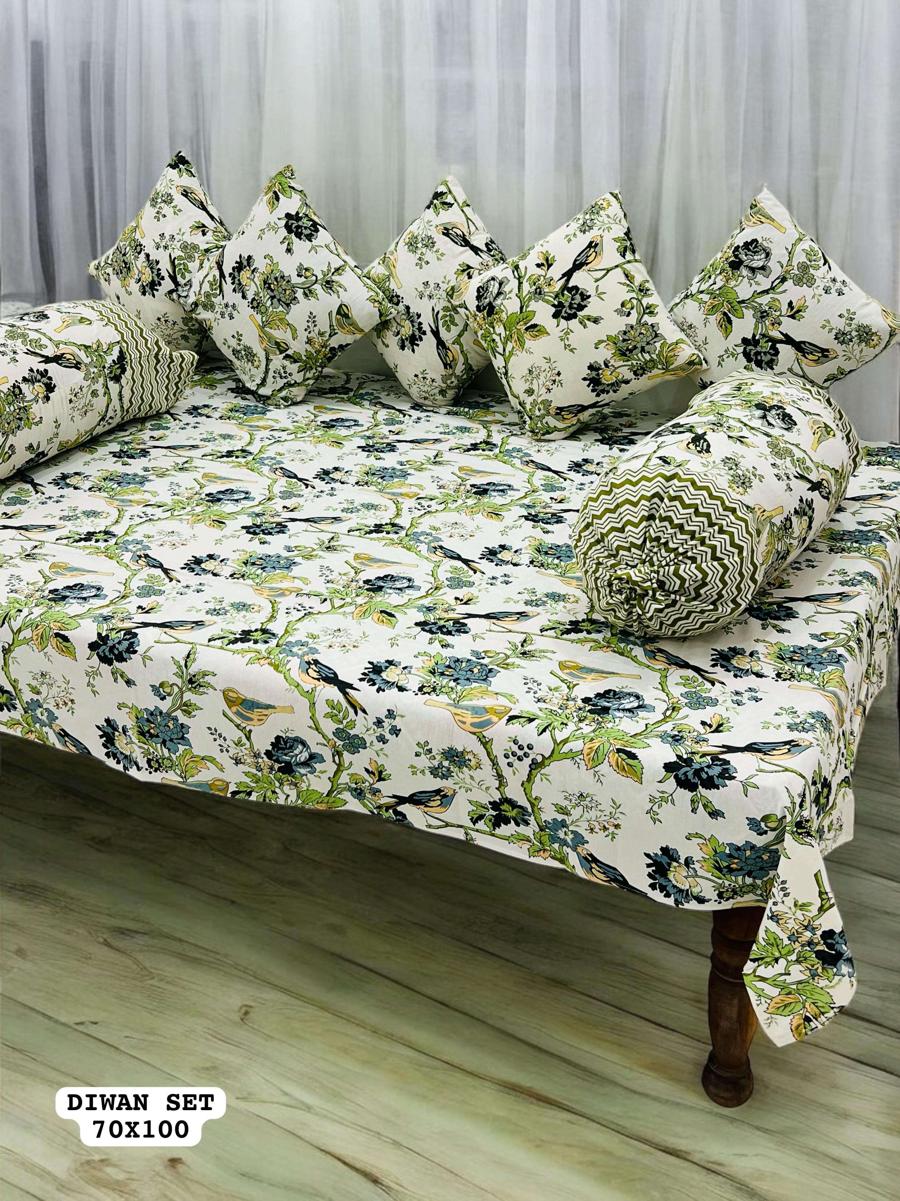 JAIPURI ANOKHI PRINTED DIWAN SET OF (8 PCS)