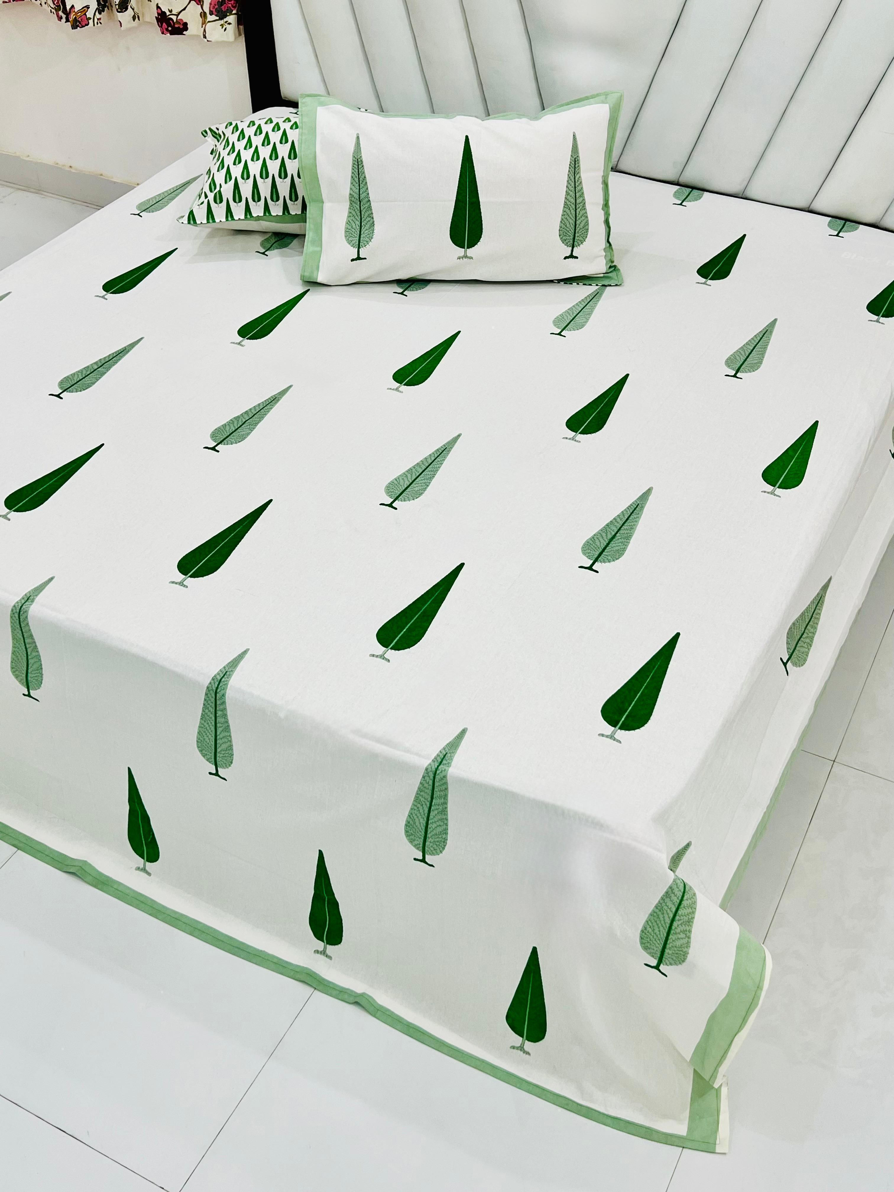 Premium Hand Look King Size Bedsheet with 2 Reversible Pillow Cover