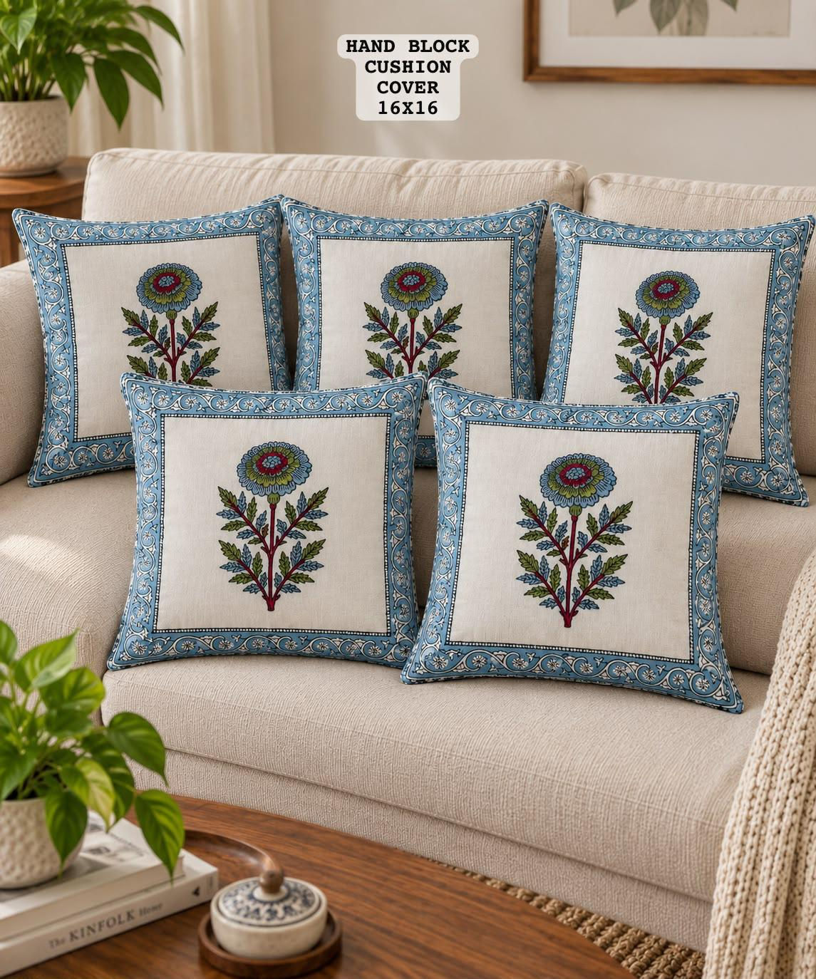 Hand Block Printed 100% Pure Cotton Cushion Covers