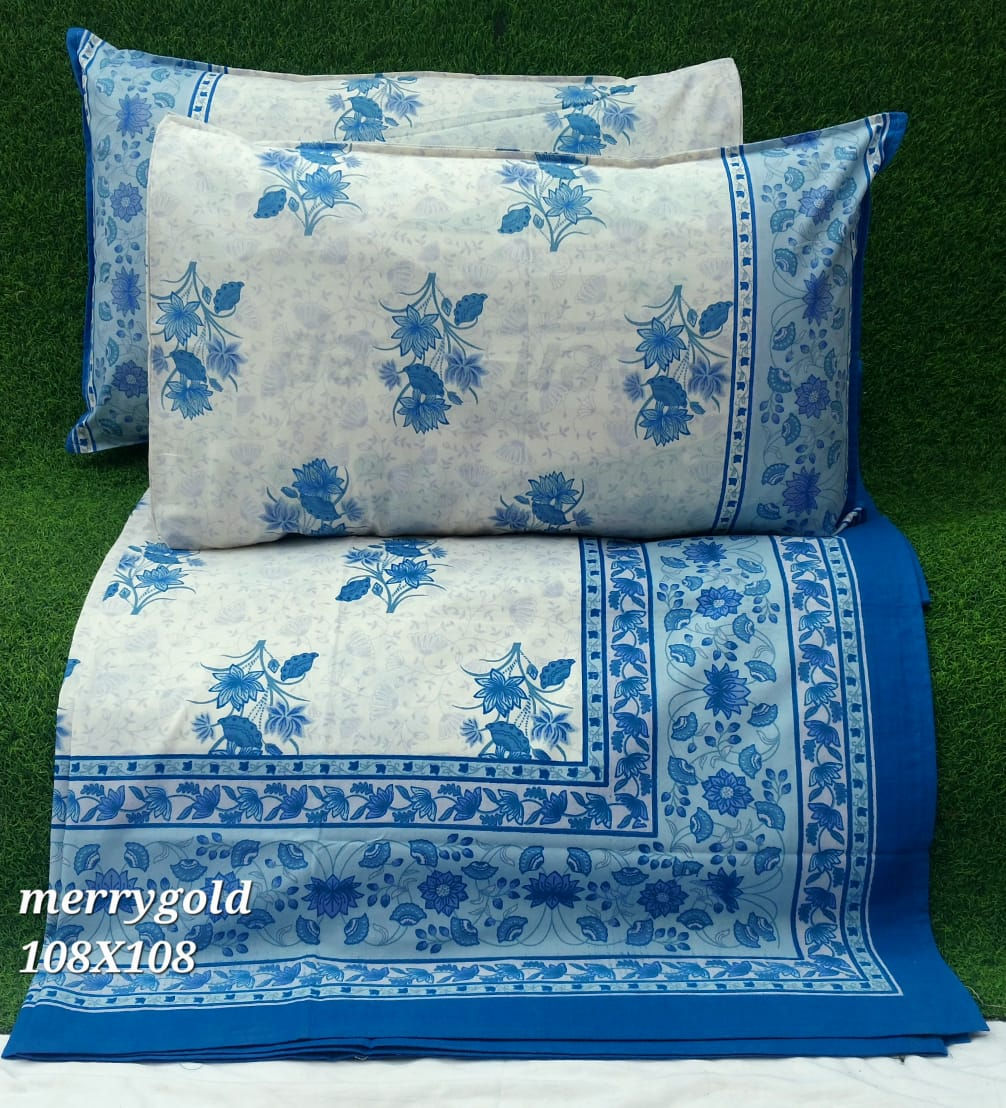 Merrygold- Premium Double Bed Bedsheet with 2 Zipped Pillow Covers