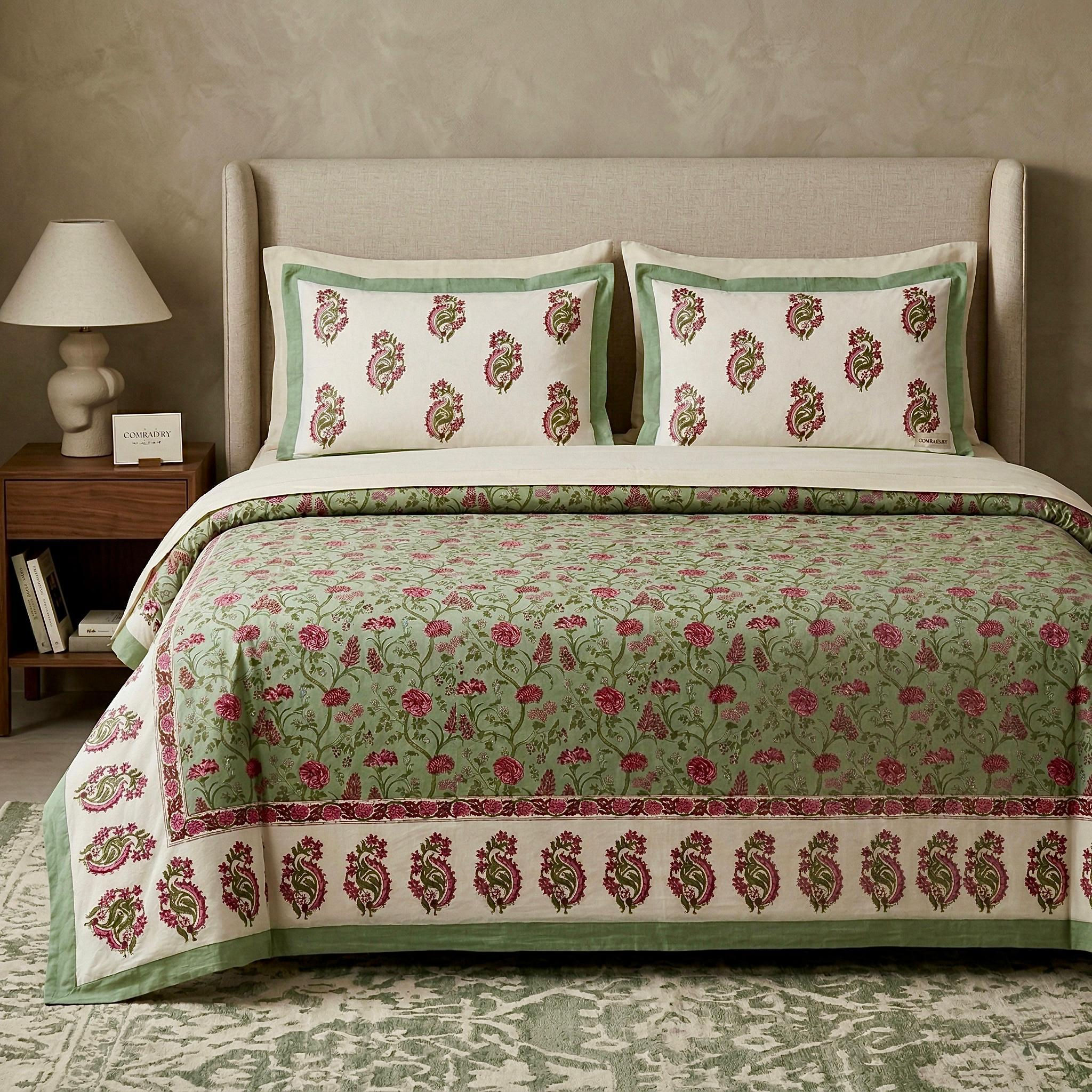 Premium Hand Look King Size Bedsheet with 2 Reversible Pillow Cover