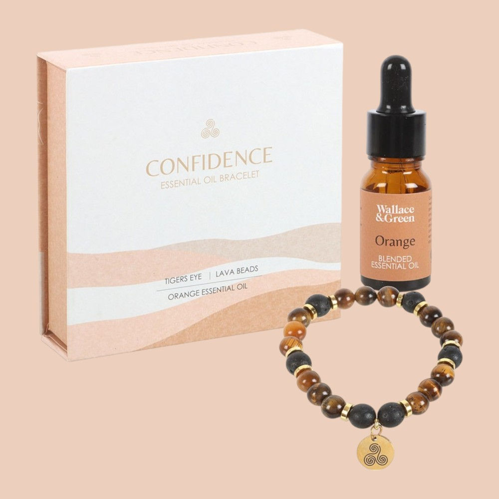 Confidence - Clear Quartz & Lava - Bracelet Diffuser - Orange