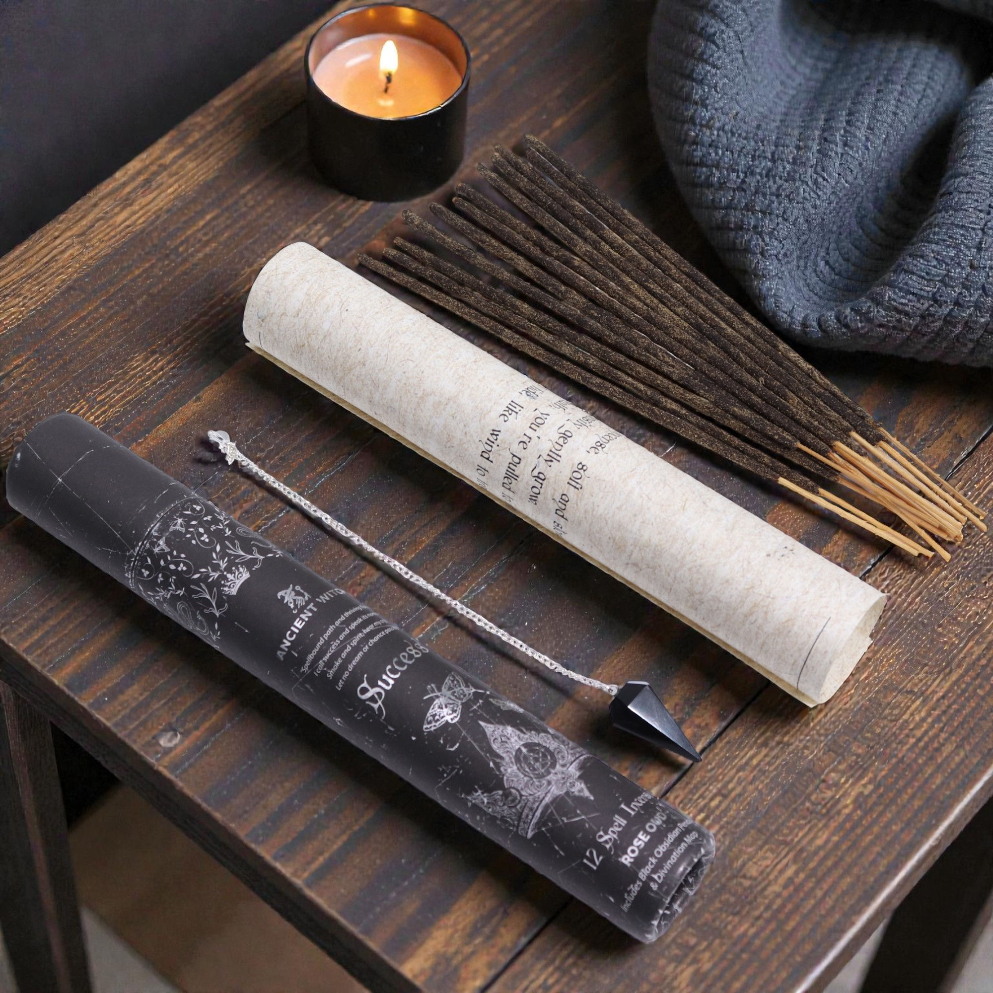 Success - Rose Oud - Black Obsidian Pendulum - Divination Map