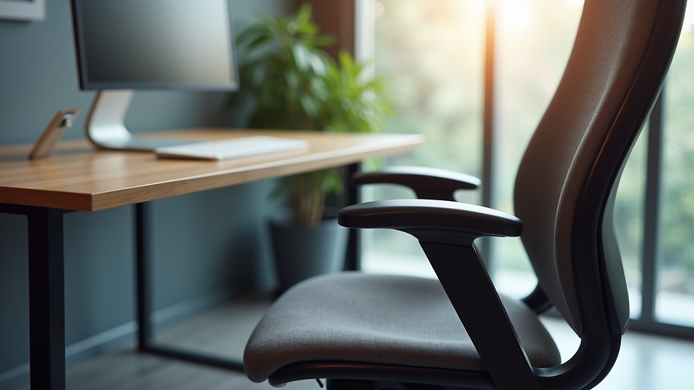 Close-up view of a comfortable ergonomic chair supporting lower back