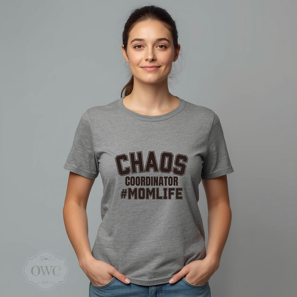woman wearing chaos coordinator mom life shirt