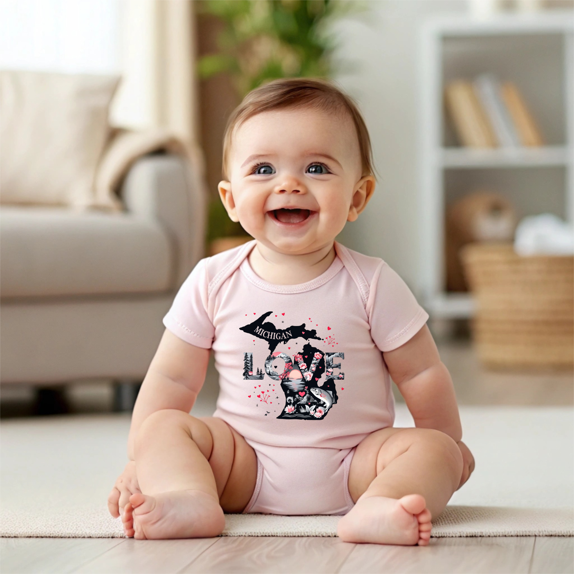 Michigan Love Baby Onesie – Michigan State Nature Design