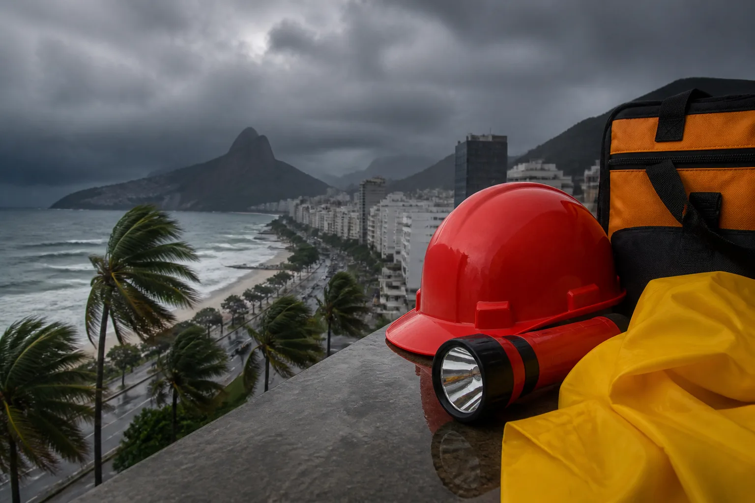 segurança do trabalho: Vendaval leva Rio de Janeiro a estágio de atenção