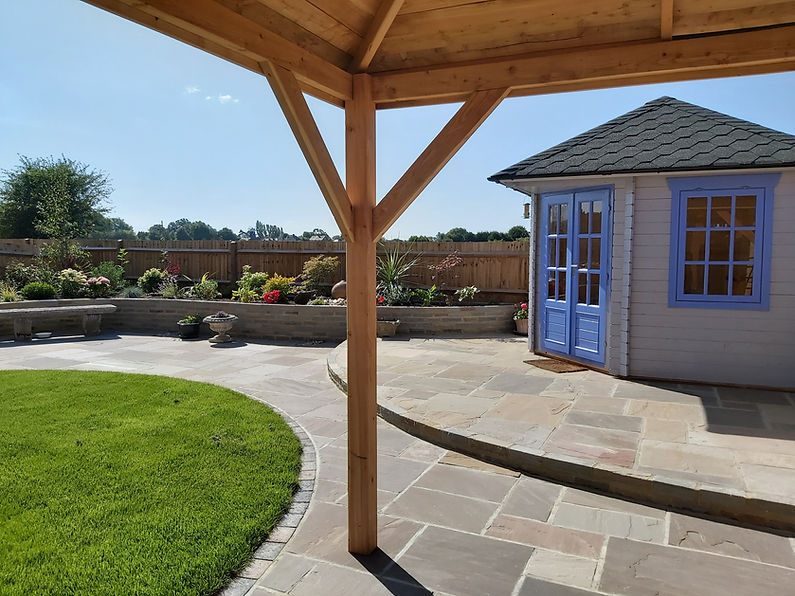 Patio with concrete slabs