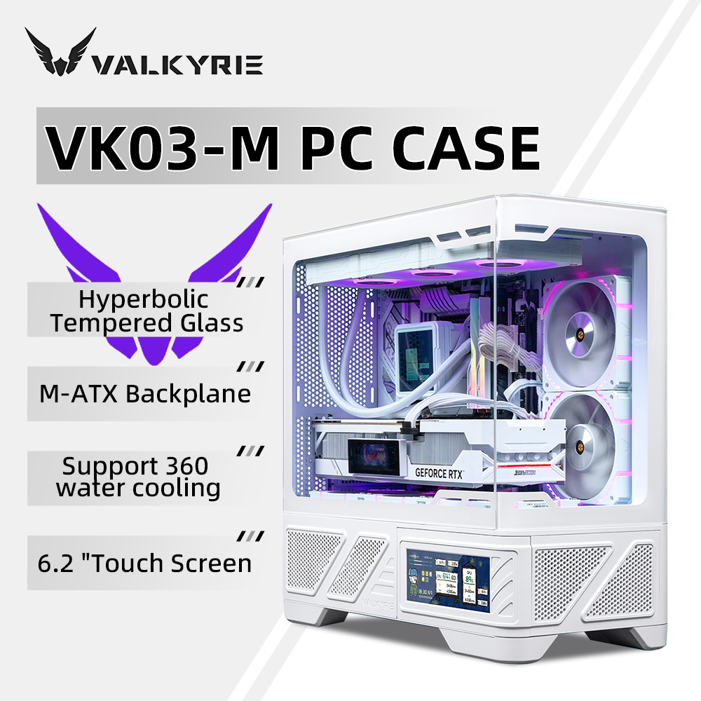 VALKYRIE M-ATX PC Case Gaming Desktop Case VK03-M LCD Supports 360 Water Cooling