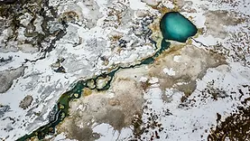 Zone géothermique de Puga dans les hauts plateaux du Changthang, au Ladakh.