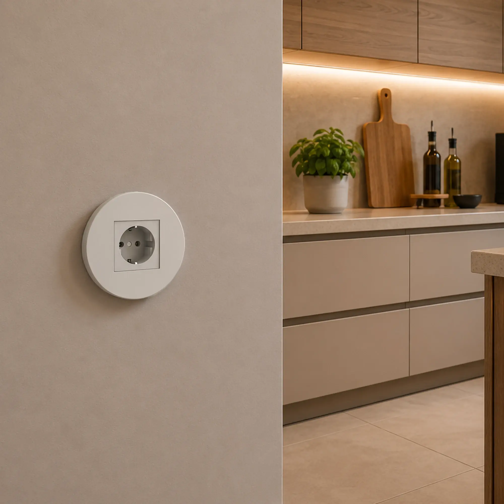 Halo Modern Round Wall Socket - With Mechanism