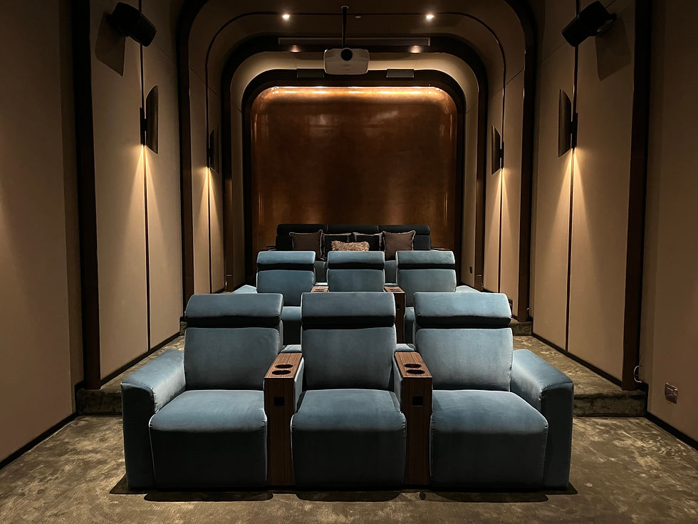 Seating arranged in a home media room