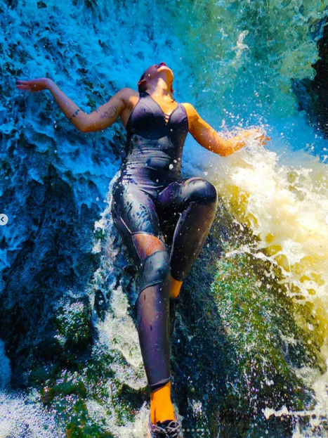 woman at the waterfall