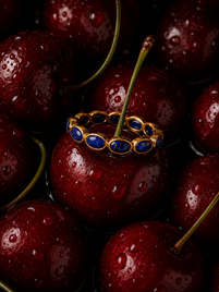 Bague en plaqué or et pierre lapis lazuli