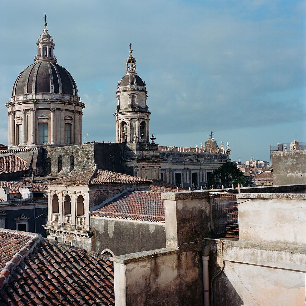 Rooftops of Catania on 120mm film, photograph by Marianne Williams