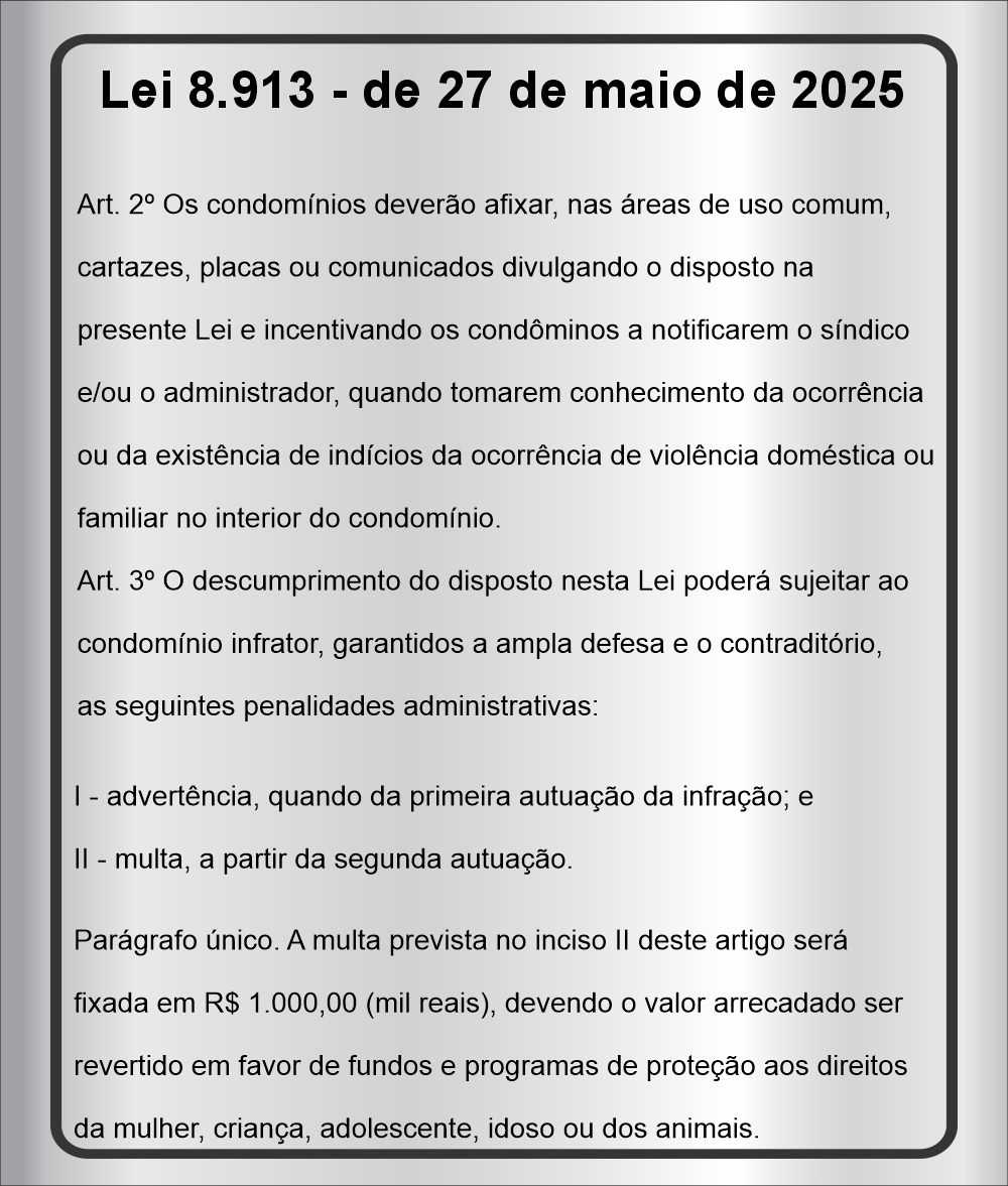 Placa Lei 8913 do município de Rio de Janeiero