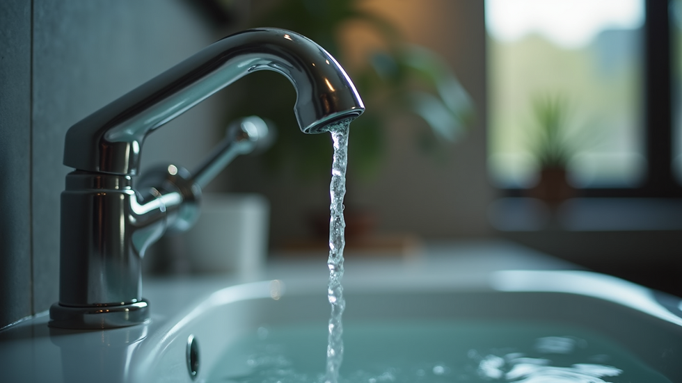 Close-up view of dripping faucet with water leak