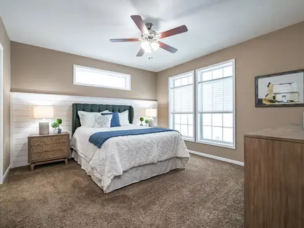 Redman Homes 2020 Louisville Show Model Master Bedroom. Custom Built Mobile and Modular Homes from Manufacturers like Redman Homes, Clayton Homes and Champion Homes. Custom built for Turnkey Communities properties. 