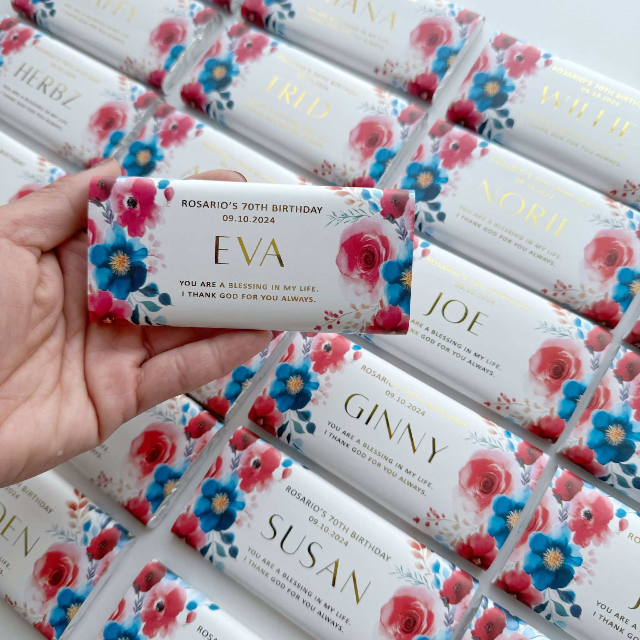 Red and Blue Floral Design