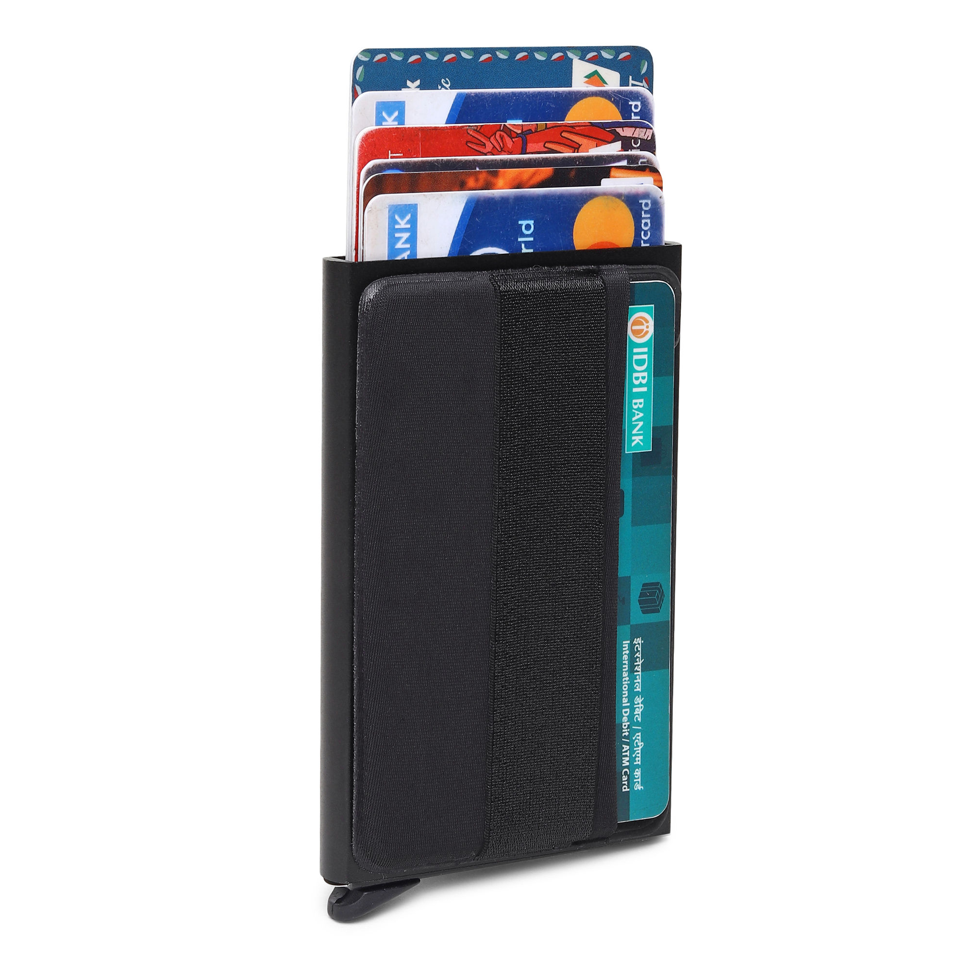 StealODeal Black Wallet With Elasticity Side Pocket Card Holder