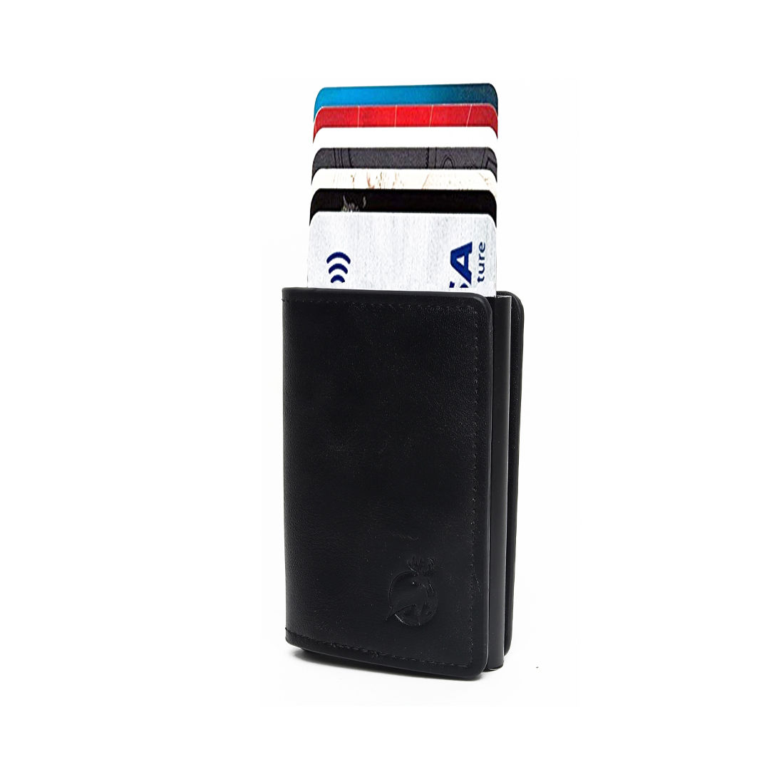 StealODeal Black RFID Block Pu,Aluminum ATM/Credit/Debit 6 Slots 2 Cash