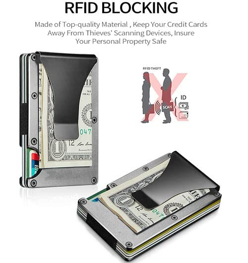 Thumbnail: StealODeal Silver  Slim Minimalist Money Clip RFID Front Pocket Smart Case