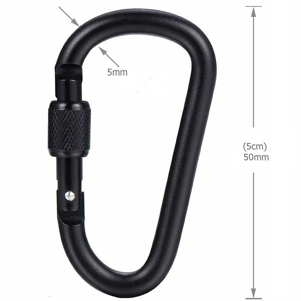 थंबनेल: Stealodeal Black Carabiner Aluminium Screw Locking Spring Clip Hook Keychain