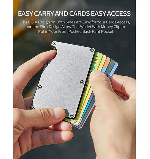 Thumbnail: StealODeal Silver  Slim Minimalist Money Clip RFID Front Pocket Smart Case