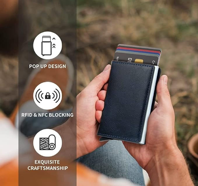 Thumbnail: StealODeal Black RFID Block Pu,Aluminum ATM/Credit/Debit 6 Slots 2 Cash