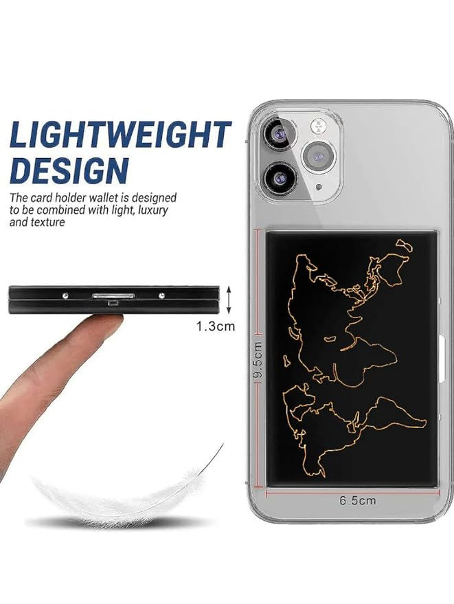 Thumbnail: Stealodeal Black RFID Protector World Map Stainless Steel 8 Slot Card Holder