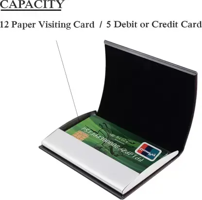 Thumbnail: StealODeal Black Stainless Steel Pocket Business Credit Debit 6 Card Holder