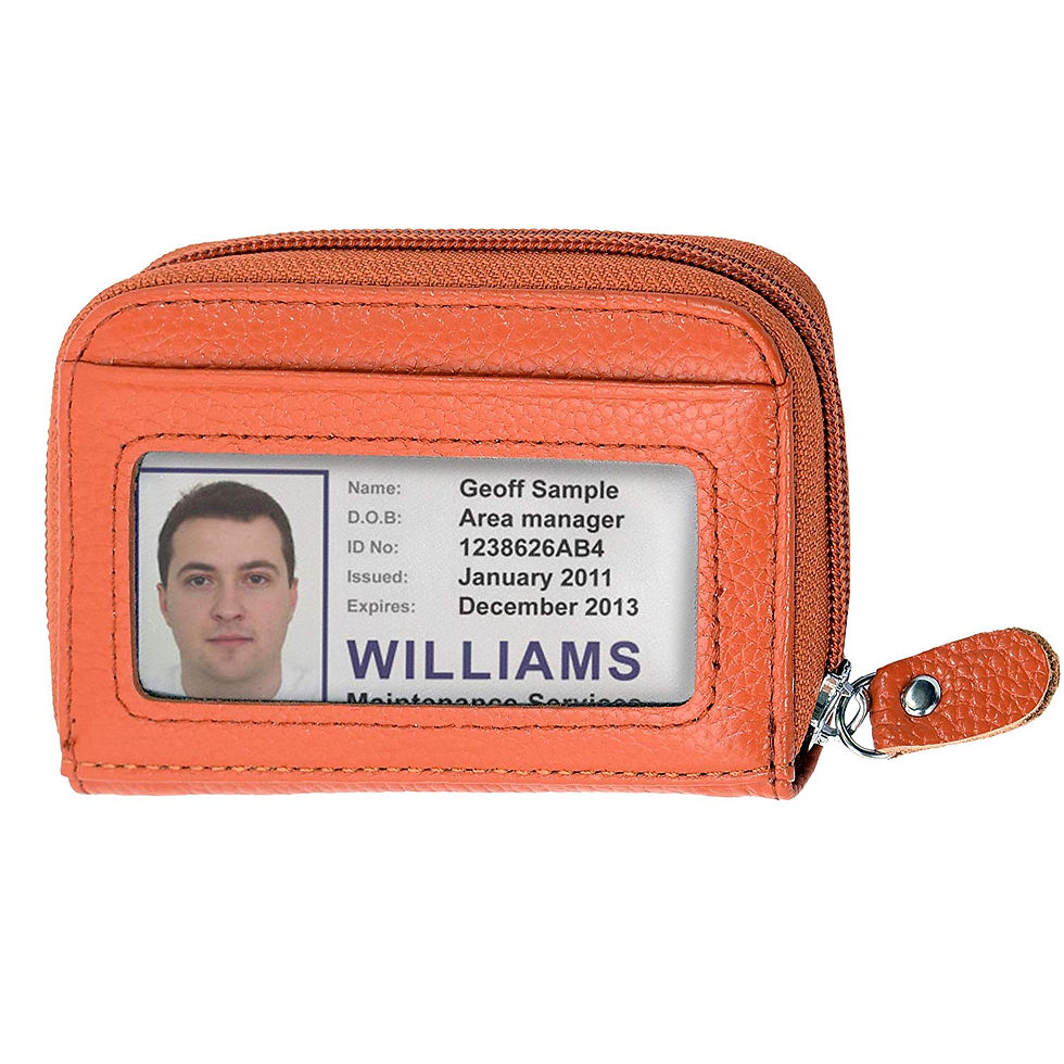 Stealodeal RFID Protected Orange Leather Zipper Case 10 Card Holder