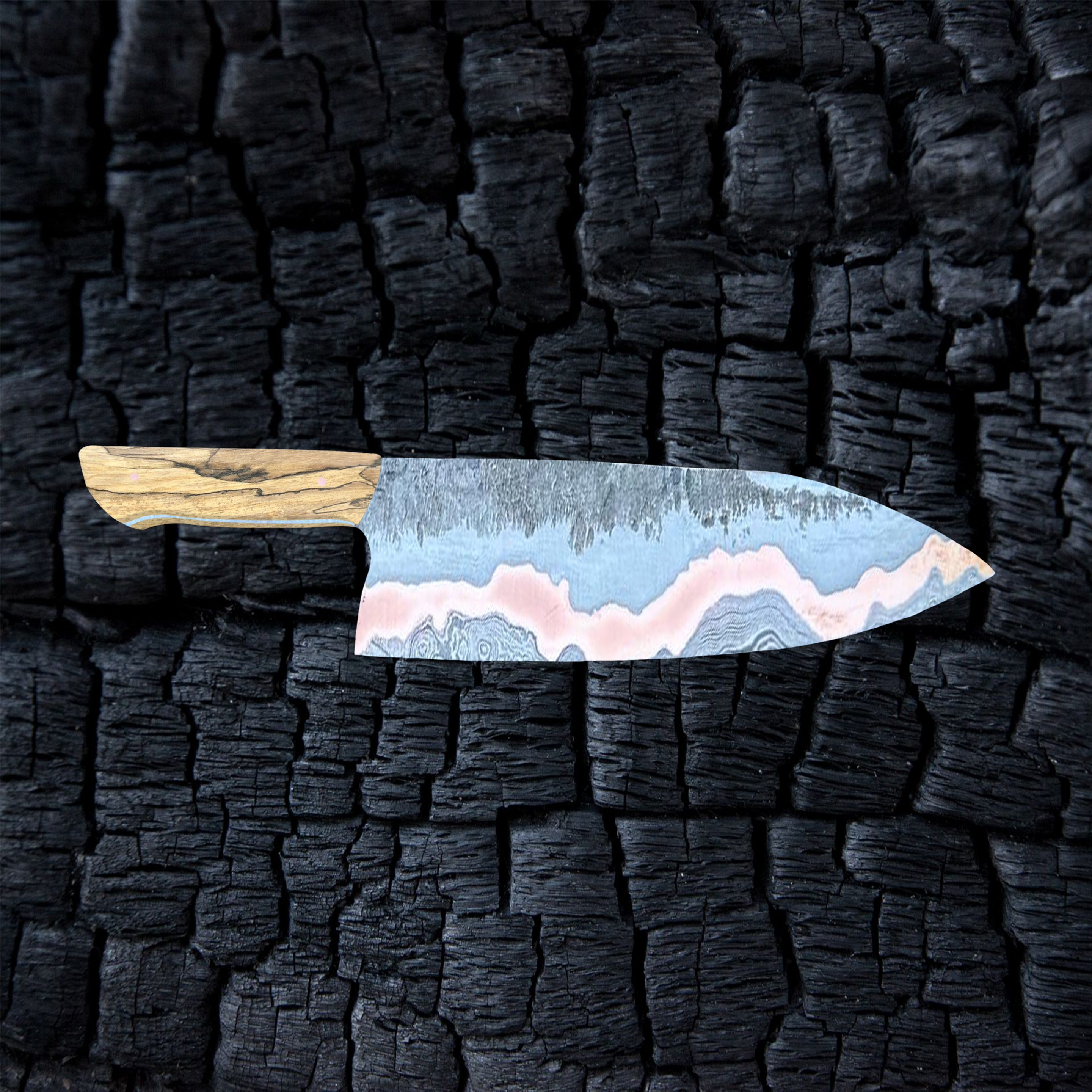 Copper-mascus Santoku in Pecan