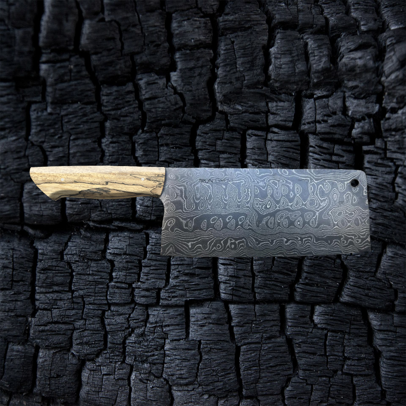 Damascus Cleaver in Pecan