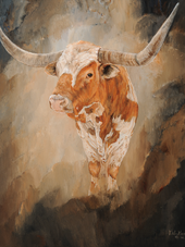 "Presenting Himself" History behind Kathy Winkler's Longhorn Bull Painting