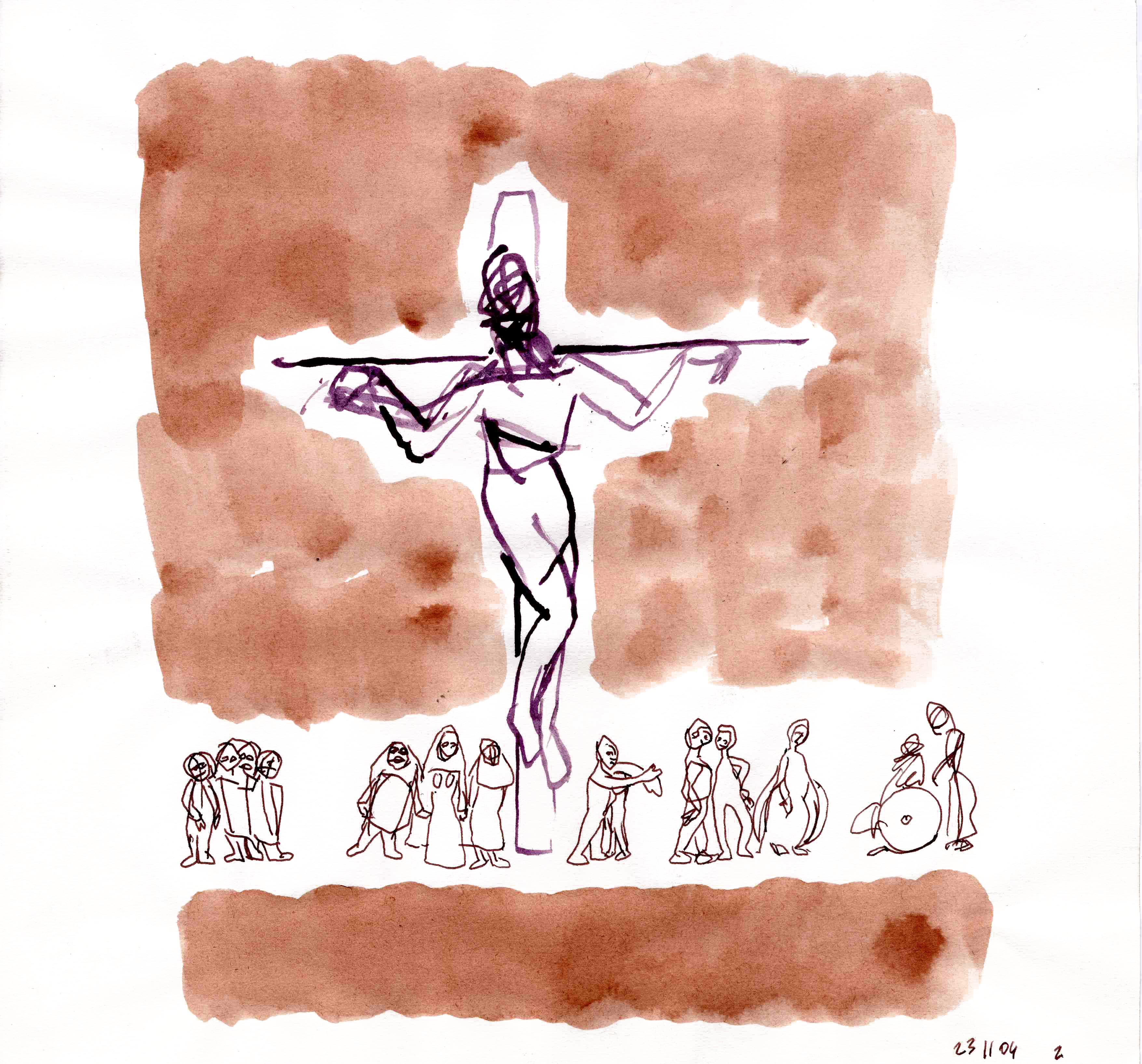 Le calvaire innocent 29x30cm encres