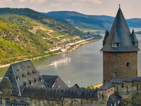 River cruise ship sailing in Europe