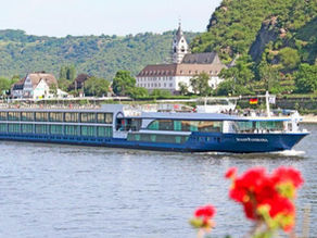 River cruise ship sailing in Europe