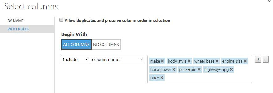 Rules and select columns | Azure machine learning studio | MieRobot blog