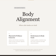 Interactive wellness assessment matching goals to body support categories.