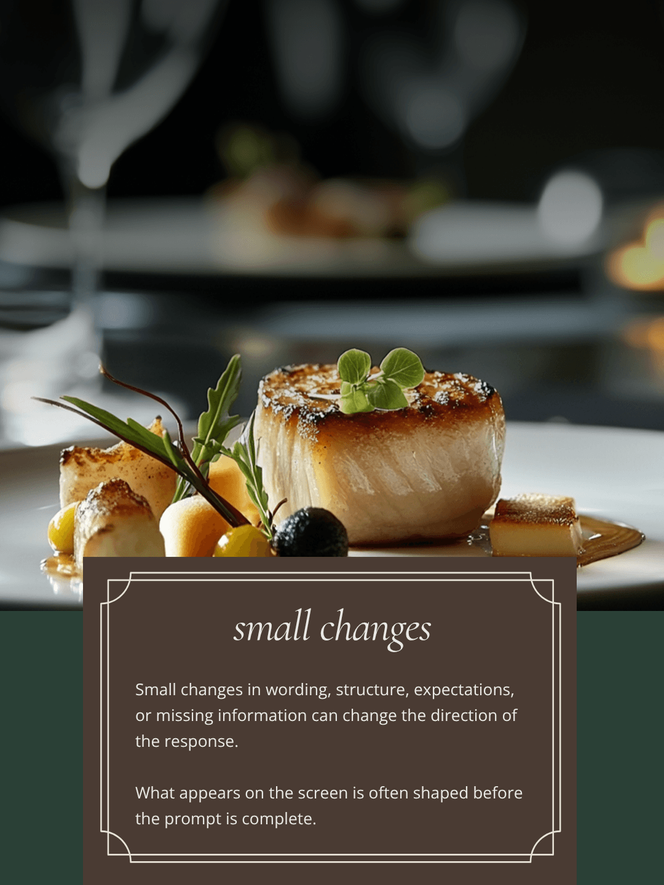 Refined plated appetizer representing small changes in AI interaction and review