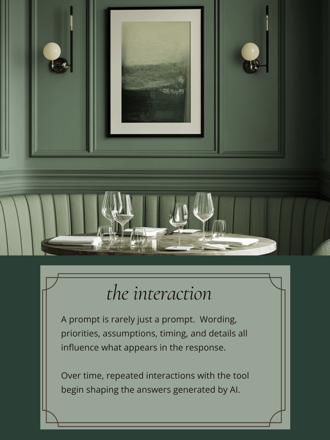 Private dining setting representing reflective conversation before AI preparation