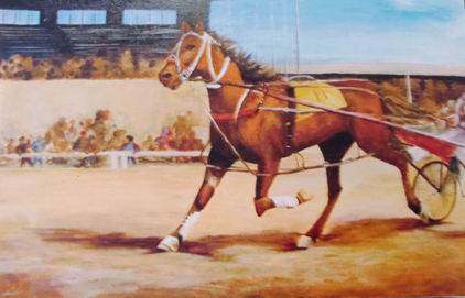 horse racing racecourse cup day acrylic painting art new zealand artist Joan O'Connor Gestro
