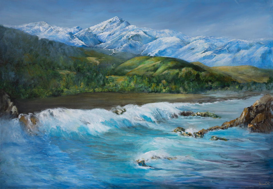 the art of joan new zealand artist tauranga acrylic kaikoura southern alps mountain range south island landscape aotearoa contemporary art for sale 