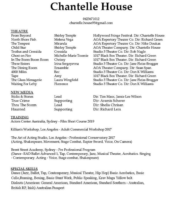 Chantelle House - Acting CV - Google Doc