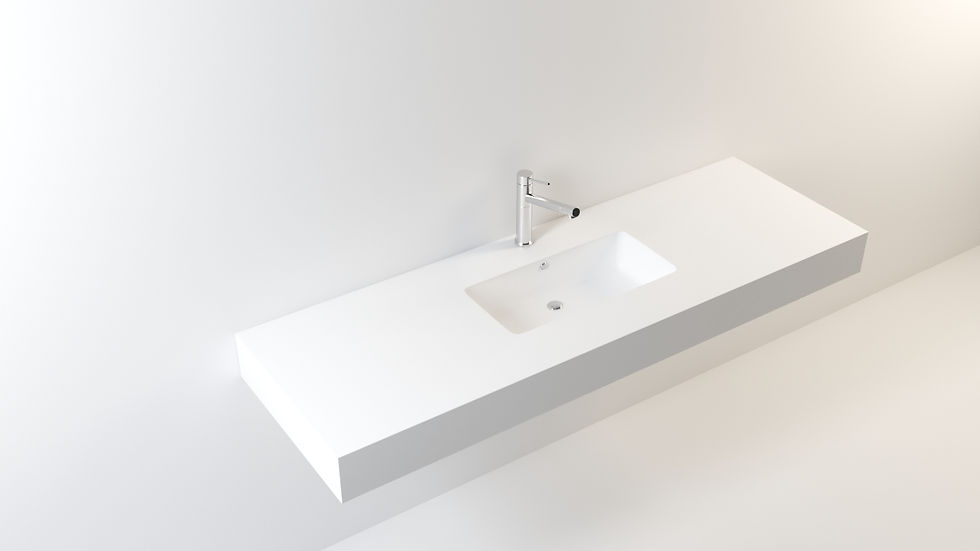 משטח שיש יצוק אריאל כיור שוקת זווית